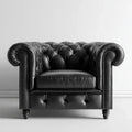 Fotel Chesterfield ze skóry syntetycznej PU, czarny, 110 x 90 x 75 cm