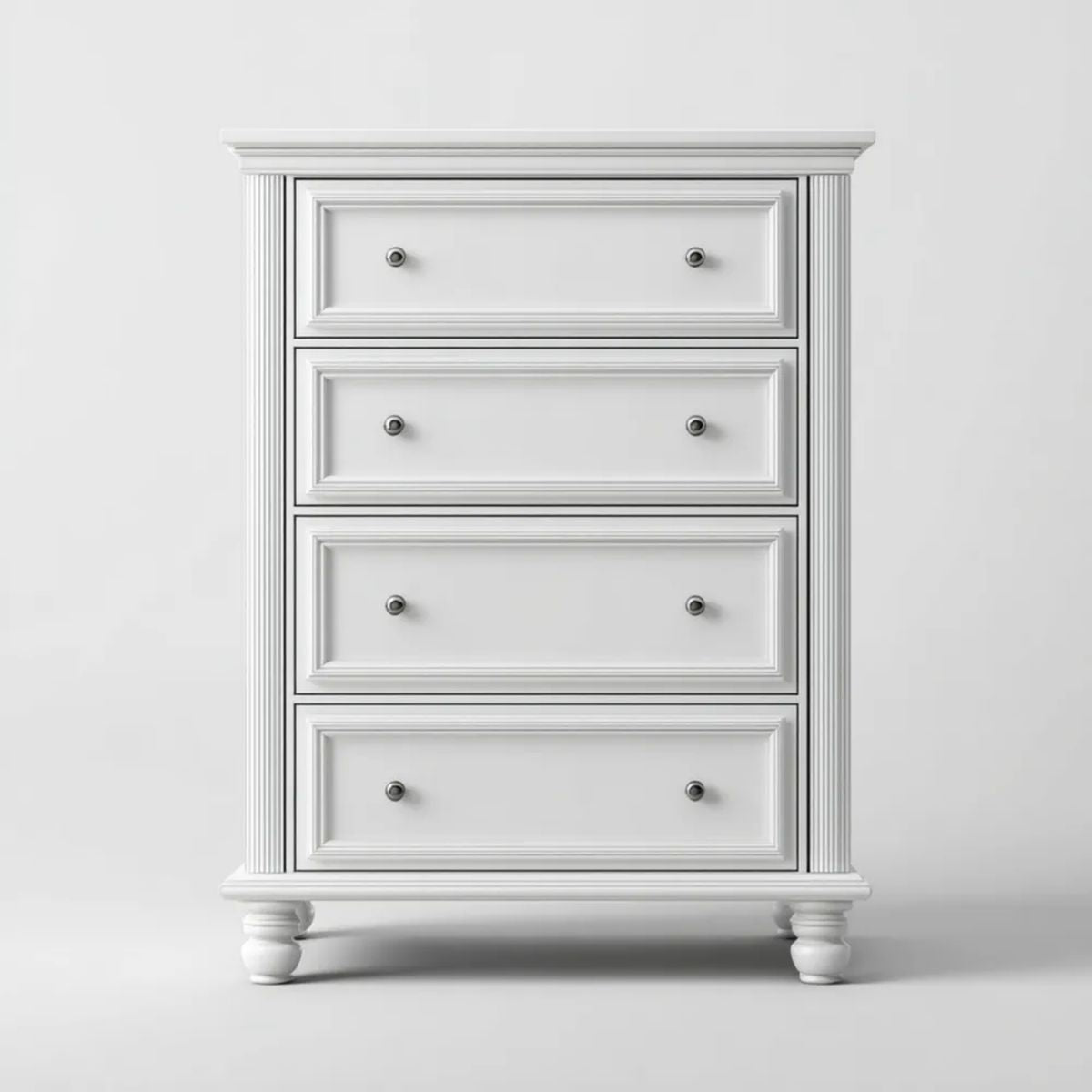 Biała komoda z MDF z 4 szufladami, 90 × 45 × 120 cm