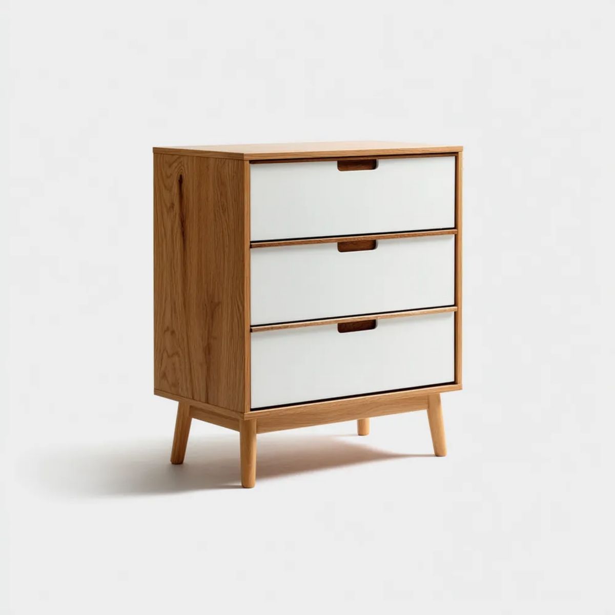 Komoda z 3 szufladami biała i dębowa z płyty MDF, 80 × 40 × 90 cm