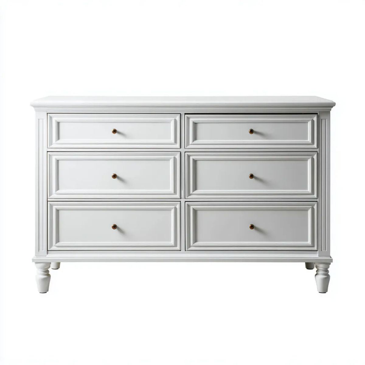 Biała komoda z 6 szufladami z płyty MDF, 150 × 45 × 90 cm