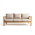 Trzyosobowa sofa beżowa z litego drewna dębowego i poliestru, 200 × 80 × 78 cm