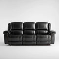 Trzyosobowa sofa ze skóry syntetycznej, czarna, 220 × 95 × 100 cm
