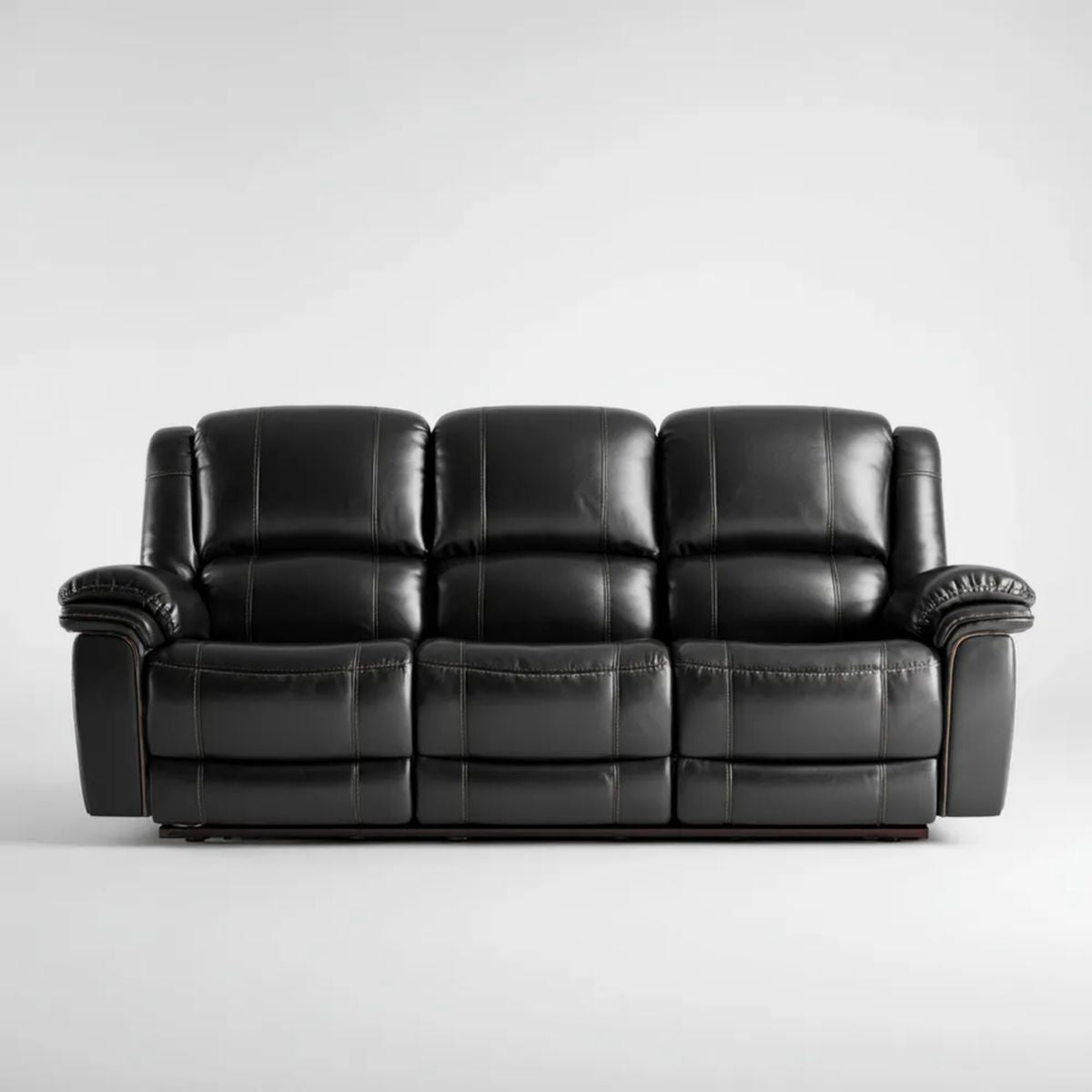 Trzyosobowa sofa ze skóry syntetycznej, czarna, 220 × 95 × 100 cm