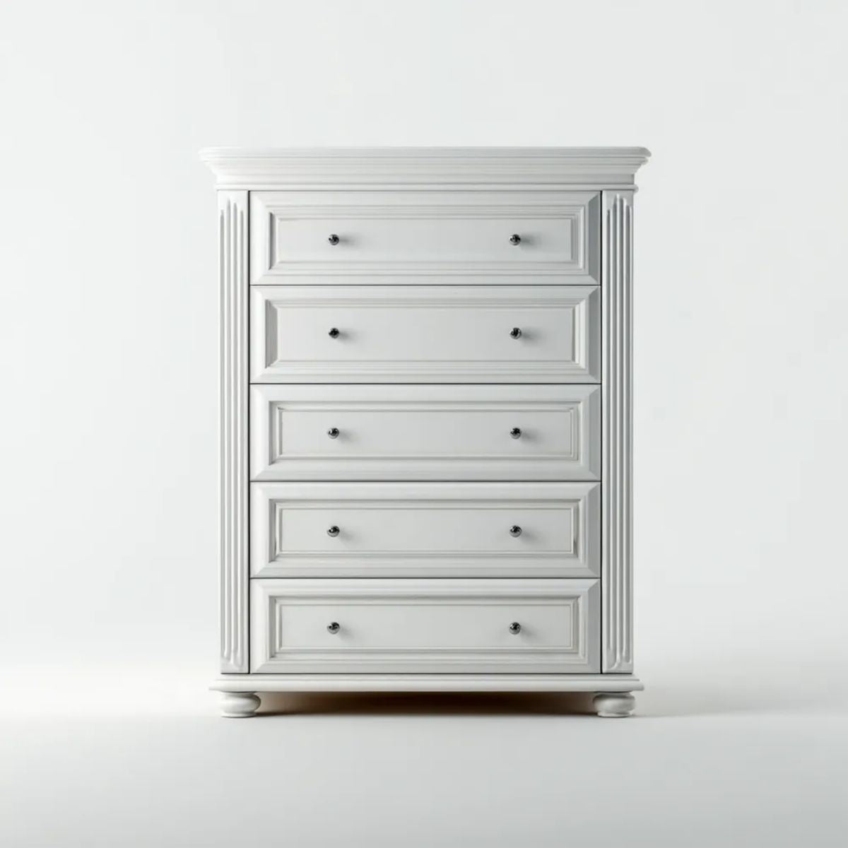 Biała komoda z płyty MDF 90 x 45 x 120 cm z 5 szufladami