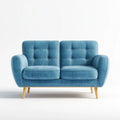 Dwuosobowa sofa niebieska z tapicerką poliestrową 140 × 78 × 84 cm