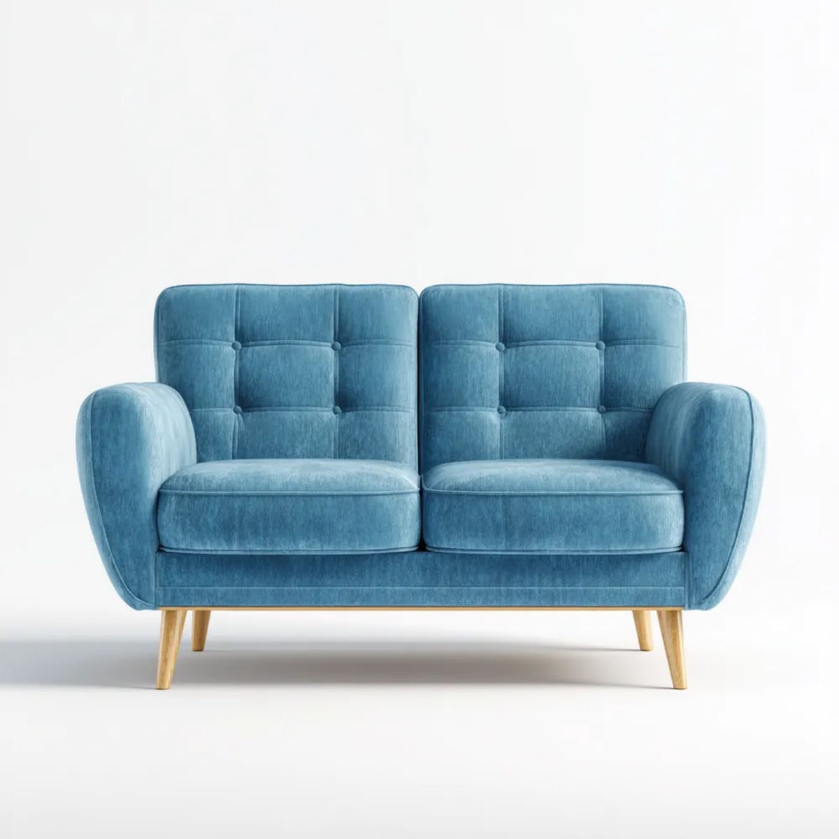 Dwuosobowa sofa niebieska z tapicerką poliestrową 140 × 78 × 84 cm