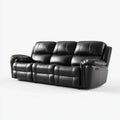 Czarna sofa 3-osobowa ze skóry syntetycznej z funkcją relaks 210 x 95 x 102 cm