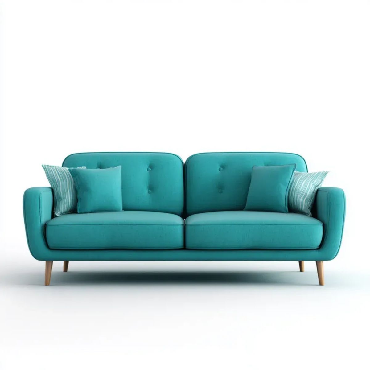 Turkusowa sofa dwuosobowa z tapicerką poliestrową, 160 x 85 x 85 cm