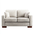 Sofa dwuosobowa beżowa z tapicerką poliestrową i drewnianymi nóżkami 150 x 85 x 85 cm