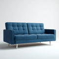 Trzyosobowa sofa granatowa z tapicerką poliestrową, 210 x 90 x 85 cm