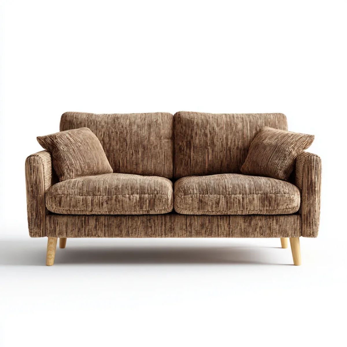 Brązowa sofa dwuosobowa z tapicerką sztruksową, 160 x 86 x 84 cm