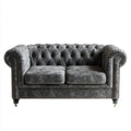 Dwuosobowa sofa Chesterfield ze skóry PU, szara, 170 x 100 x 75 cm