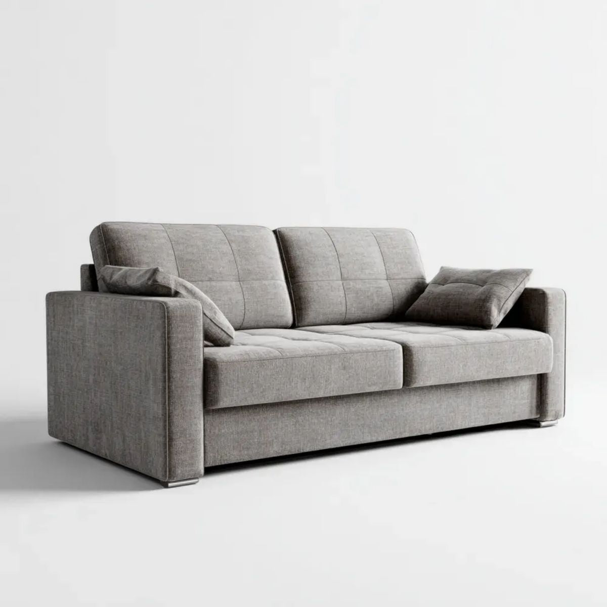 Szara sofa trzyosobowa z tapicerką poliestrową 220 × 95 × 88 cm