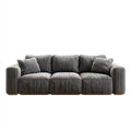 Sofa 3-osobowa szara z prążkowaną tapicerką poliestrową 220 x 90 x 85 cm