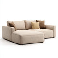 Beżowa sofa modułowa z lewostronnym szezlongiem, tapicerka poliestrowa, 250 x 165 x 75 cm