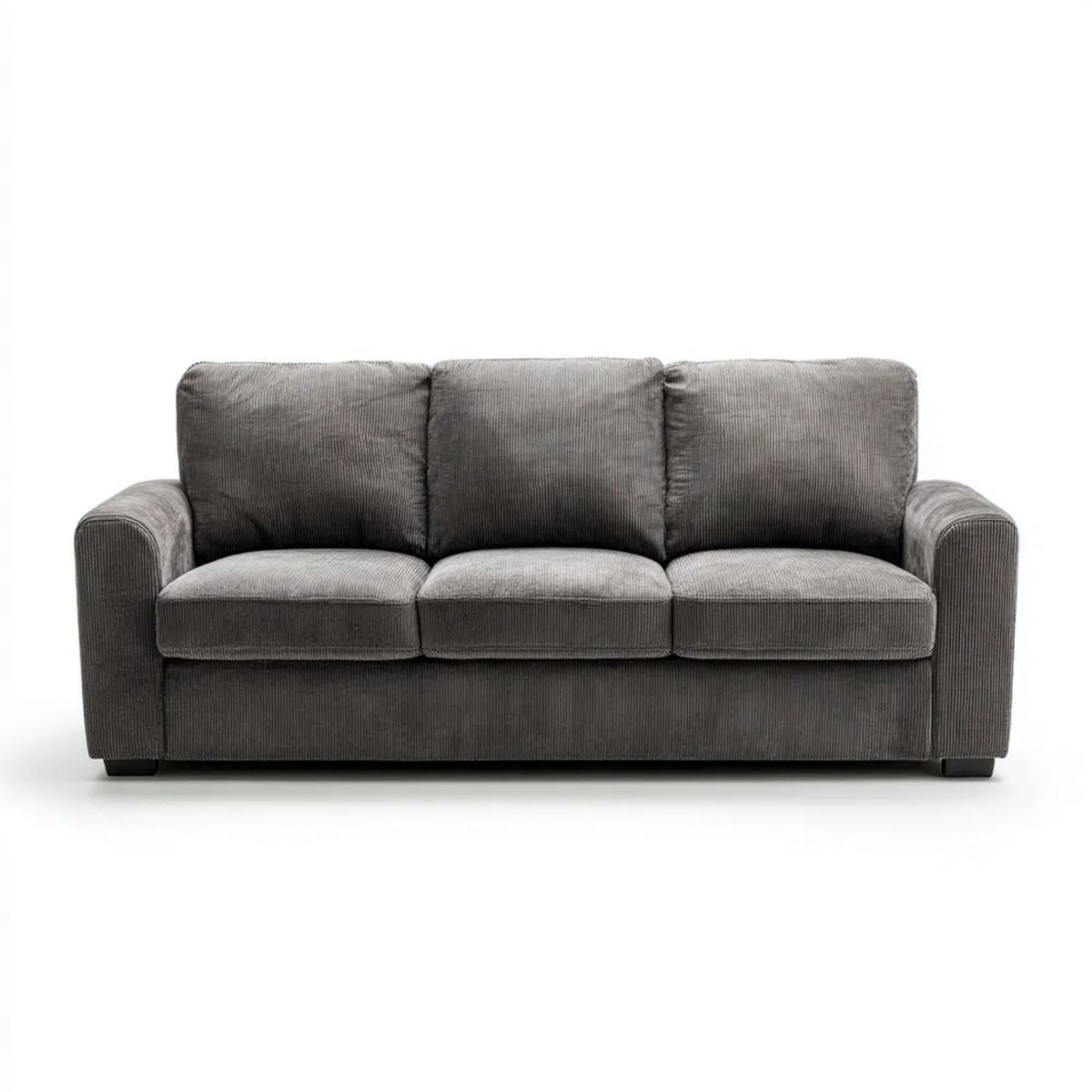 Sofa trzyosobowa szara z poliestru sztruksowego 210 × 90 × 88 cm