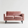 Dwuosobowa sofa różowa z weluru, metalowe nogi, 140 × 78 × 82 cm