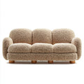 Beżowa trzyosobowa sofa z tapicerką bouclé z poliestru, 210 × 90 × 75 cm