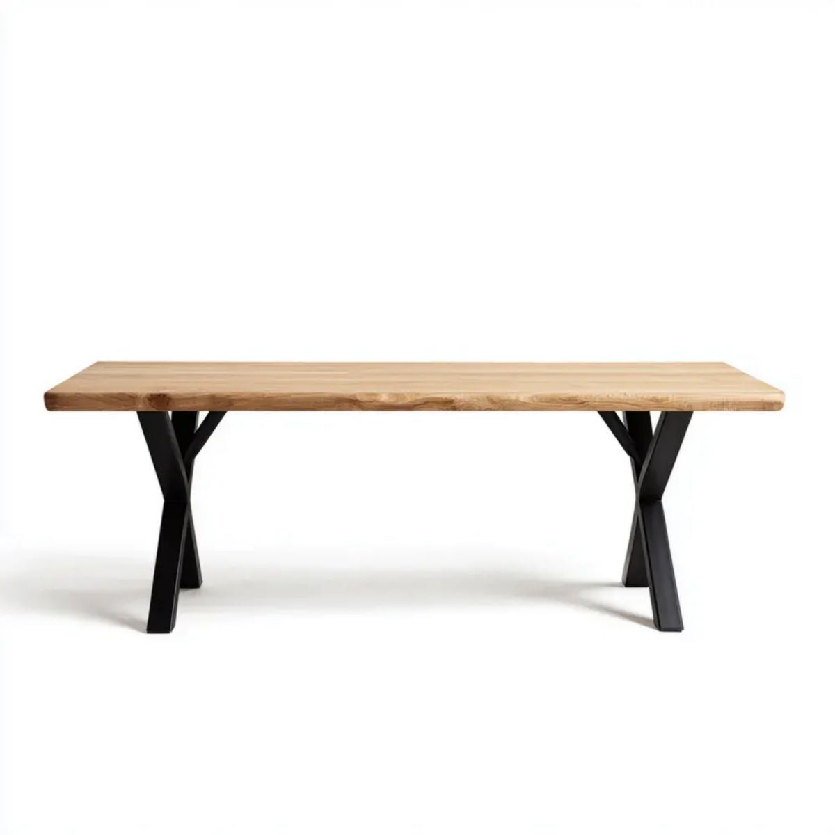 Prostokątny stół do jadalni z litego drewna akacjowego i czarnej stali 180 × 90 × 75 cm