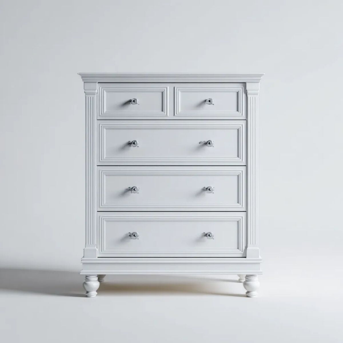 Biała komoda z MDF 90 x 45 x 120 cm z 5 szufladami