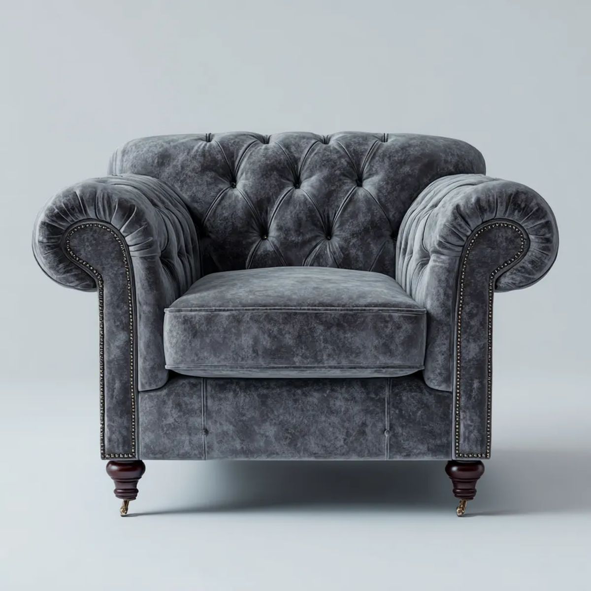 Fotel wypoczynkowy Chesterfield z aksamitu ciemnoszary, 112 x 95 x 78 cm