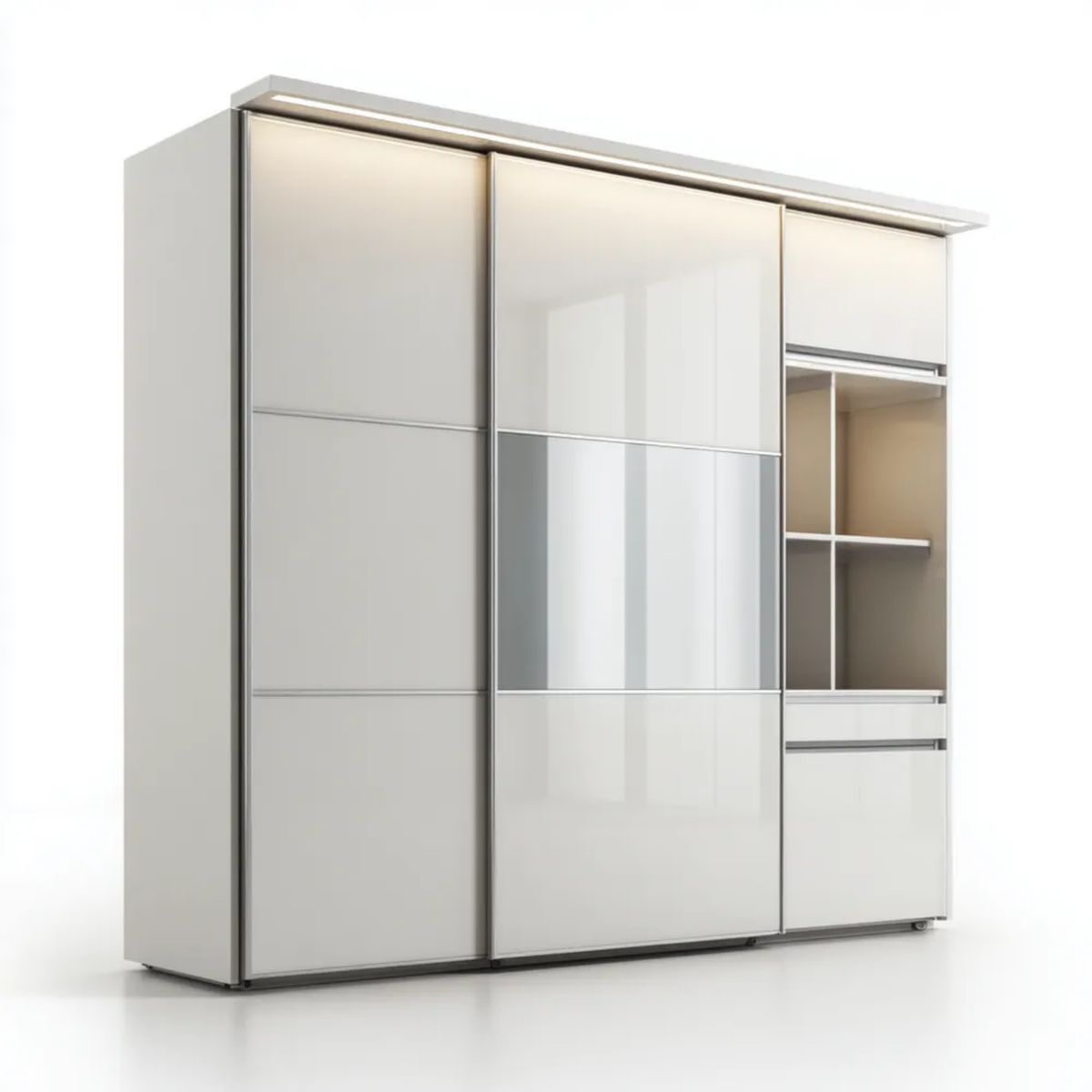Szafa przesuwna biała i szara z płyty laminowanej 180 x 60 x 220 cm