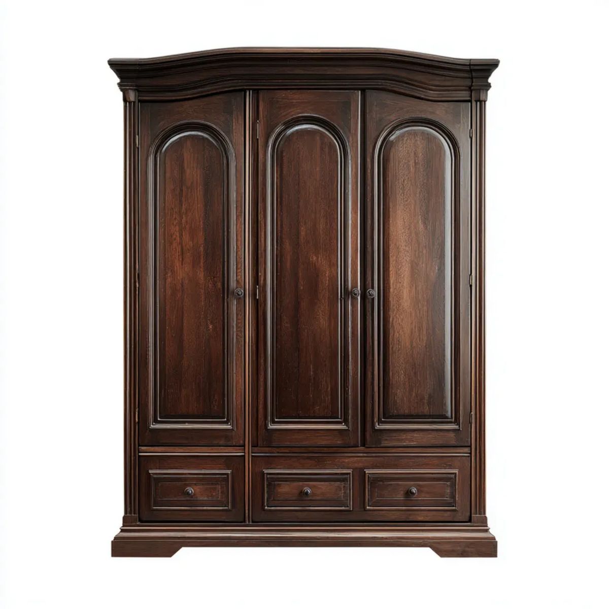 Trzydrzwiowa szafa brązowa z MDF z fornirem orzechowym, 180 x 60 x 220 cm