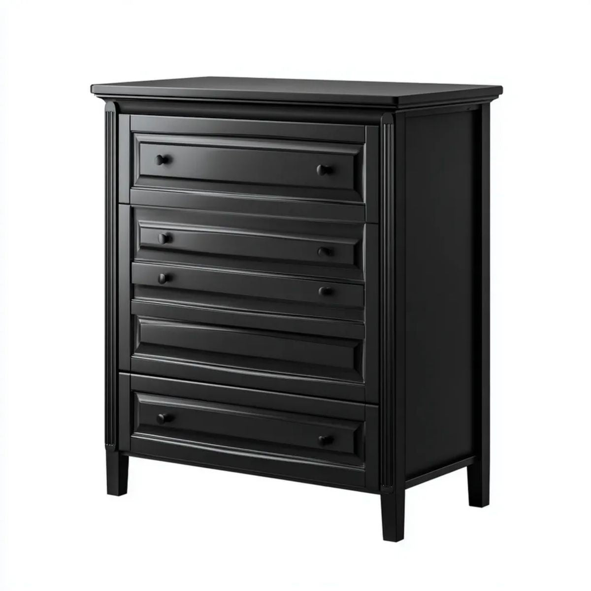Czarna komoda z 5 szufladami z płyty MDF, 80 × 45 × 105 cm