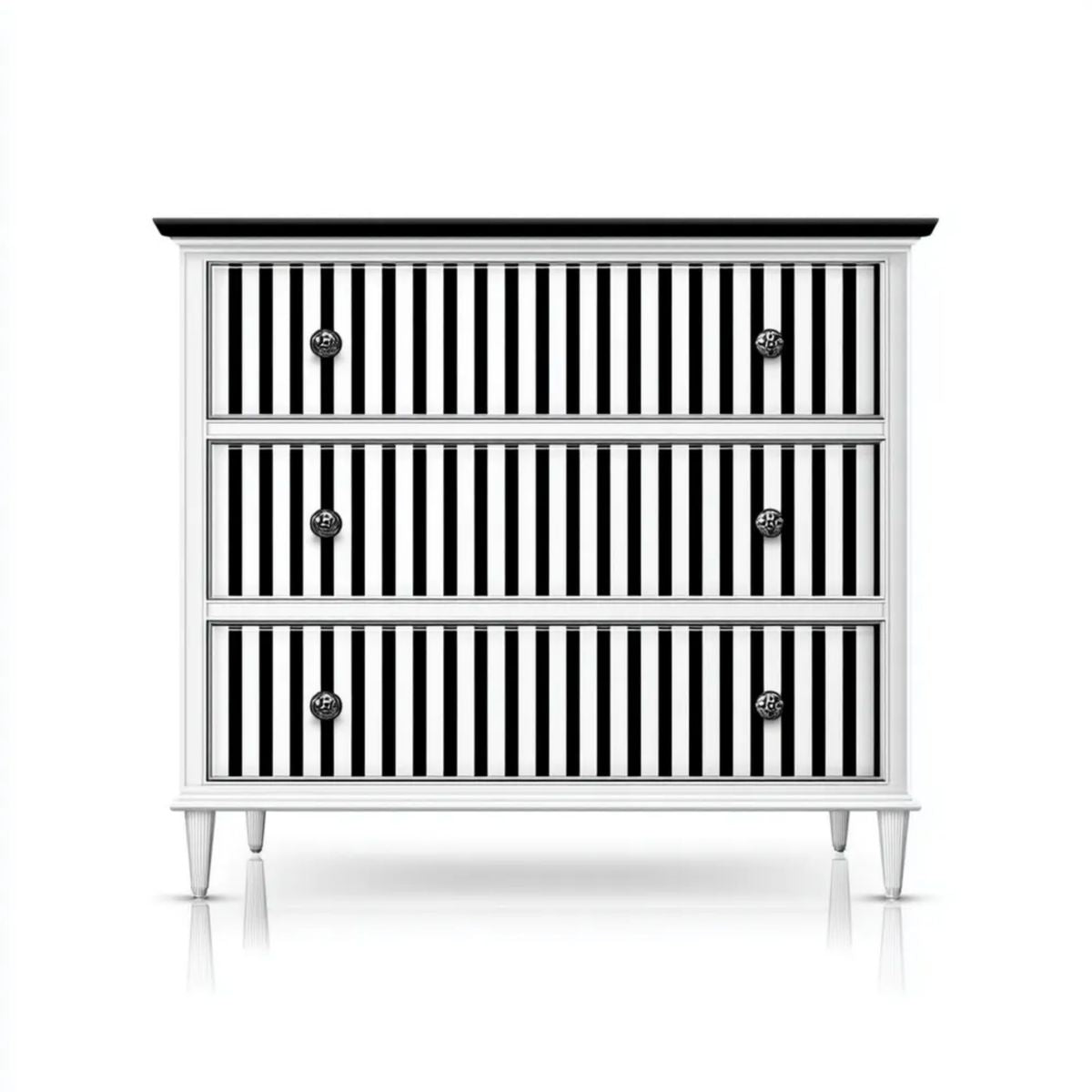 Komoda sypialniana MDF z 3 szufladami, biało-czarna, 90 × 45 × 100 cm