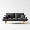 Sofa 3-osobowa ciemnoszara z tkaniny poliestrowej na ramie z litego drewna sosnowego 200 x 85 x 82 cm