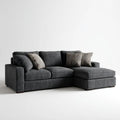 Grafitowo-czarna sofa narożna z prawostronnym szezlongiem z poliestru 260 × 165 × 85 cm, kształt L