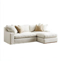 Kremowa sofa narożna w kształcie L z prawostronnym szezlongiem, tapicerka poliestrowa, 250 × 170 × 85 cm