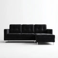 Czarna sofa narożna z prawym szezlongiem z weluru poliestrowego 250 x 160 x 88 cm