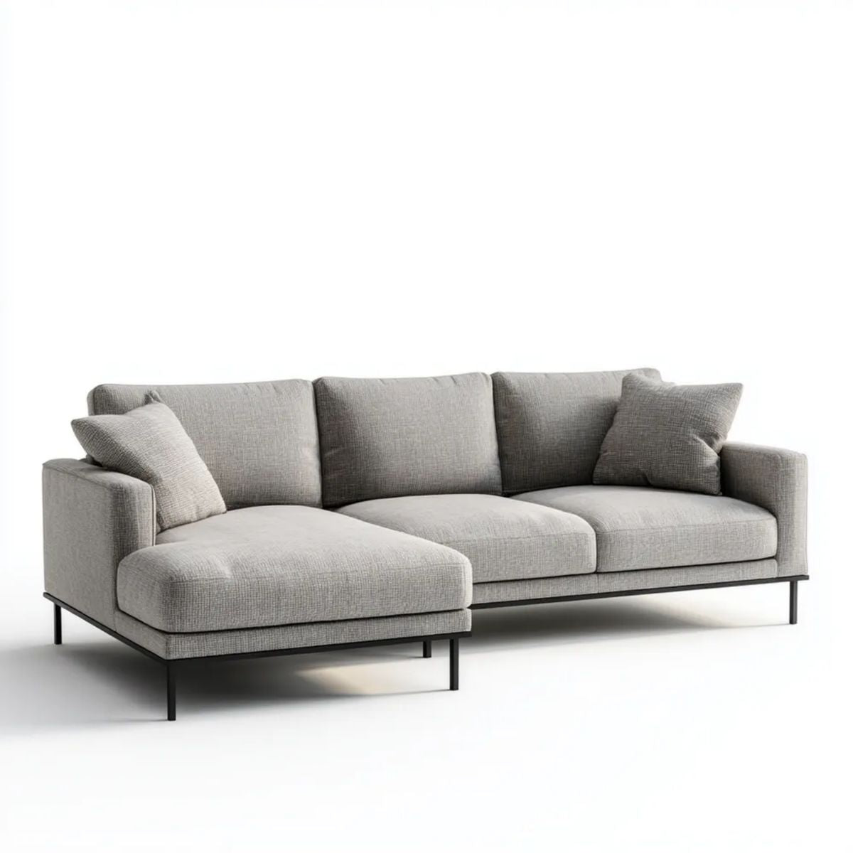 Lewostronna sofa narożna z leżanką w kształcie L, szara, 260 x 160 x 85 cm