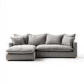Szara sofa narożna z lewym szezlongiem, tapicerka poliestrowa, 260 × 170 × 85 cm