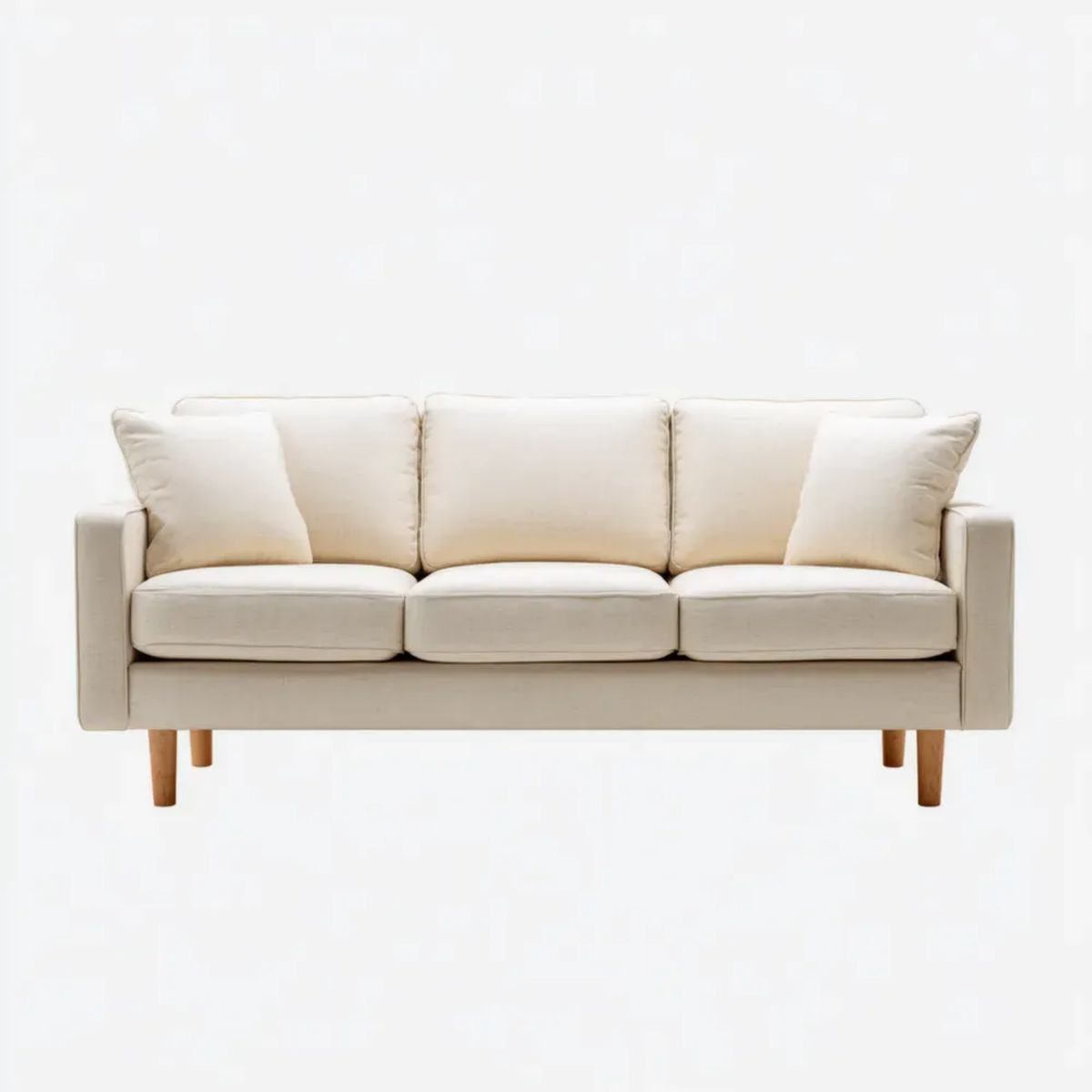Sofa trzyosobowa kremowa z tapicerką poliestrową 200 x 86 x 84 cm