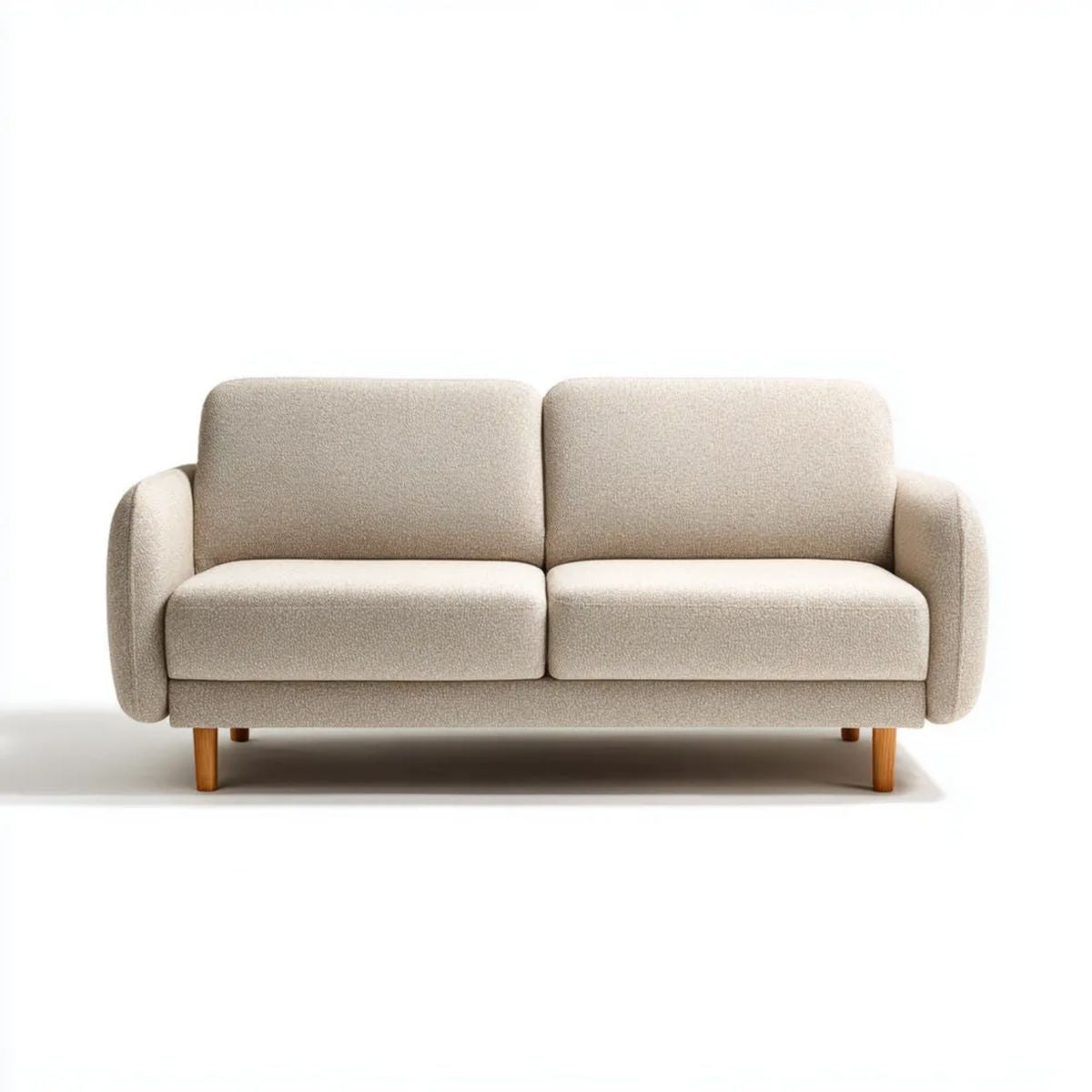 Sofa dwuosobowa beżowa z tapicerką bouclé z poliestru, 160 × 85 × 82 cm