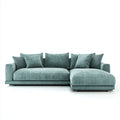 Prawostronna sofa narożna w kształcie L z szezlongiem, zielonoszara, tapicerowana tkaniną, 280 × 170 × 85 cm