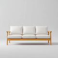 Trzyosobowa sofa drewniana biała z tapicerką poliestrową 180 × 75 × 80 cm