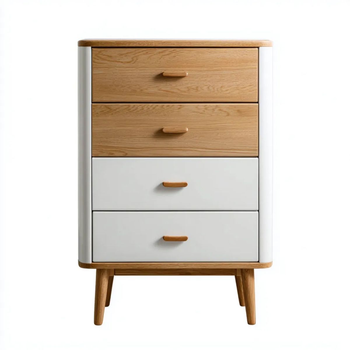 Komoda MDF z 4 szufladami biała i dąb naturalny 80 × 40 × 120 cm