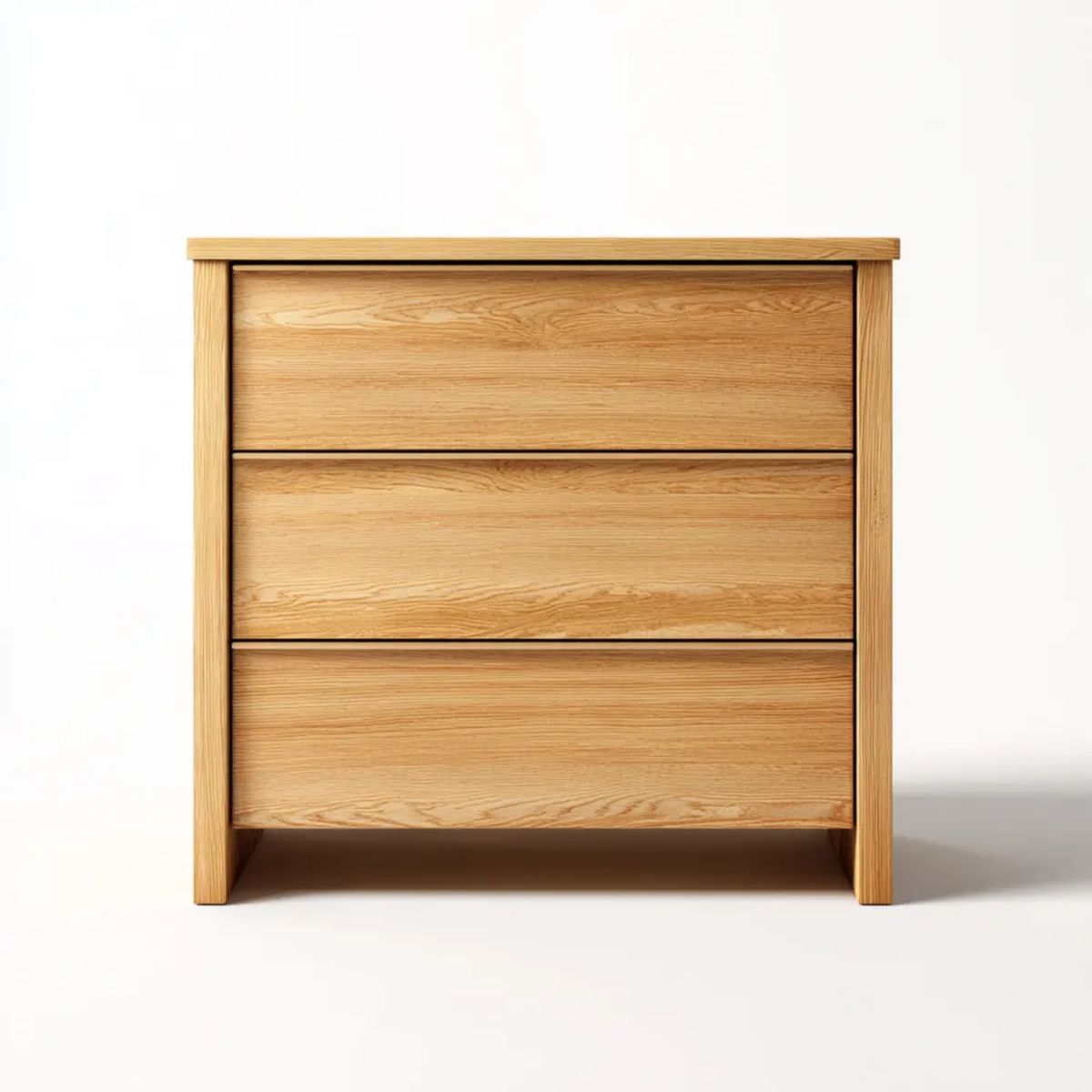 Komoda drewniana z 3 szufladami z litego dębu naturalnego, 80 × 40 × 90 cm