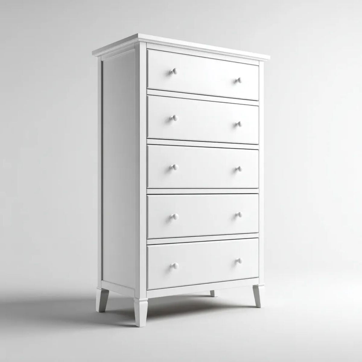 Biała komoda z płyty MDF z 5 szufladami, 80 × 40 × 125 cm