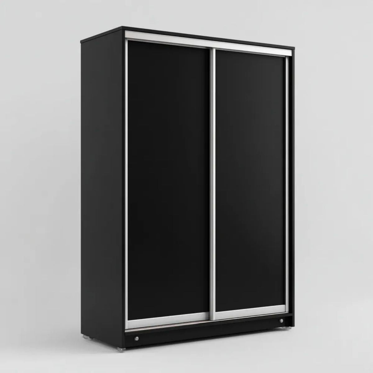 Dwudrzwiowa szafa przesuwna z płyty wiórowej 120 x 60 x 200 cm czarna/srebrna