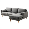 Szara prawostronna sofa narożna z tapicerką poliestrową 230 × 150 × 85 cm