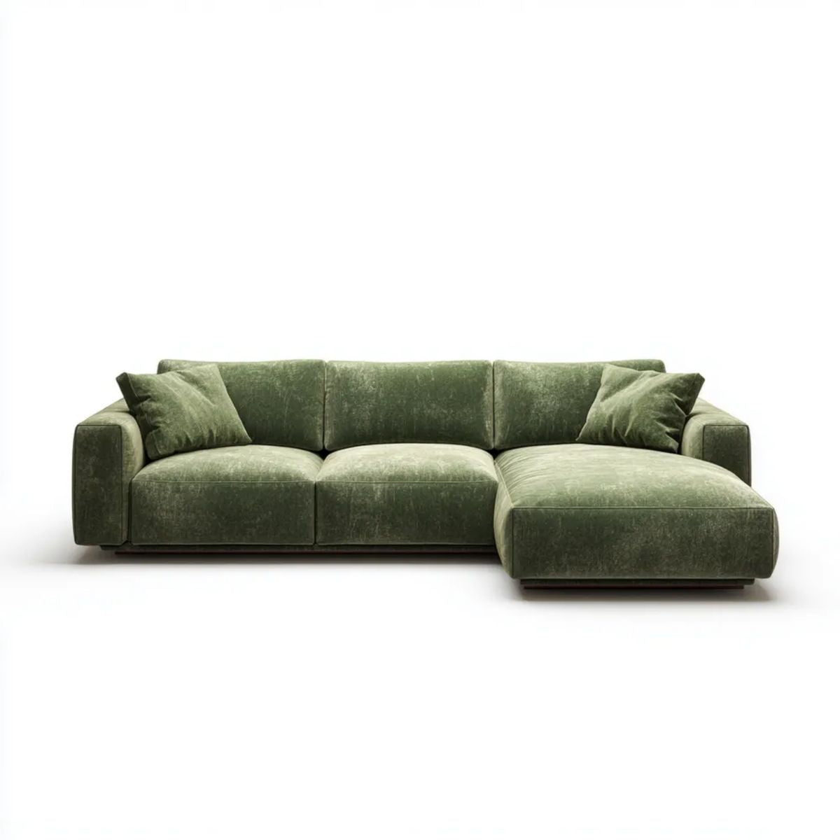 Sofa narożna prawostronna oliwkowozielona z aksamitu poliestrowego 280 x 165 x 85 cm