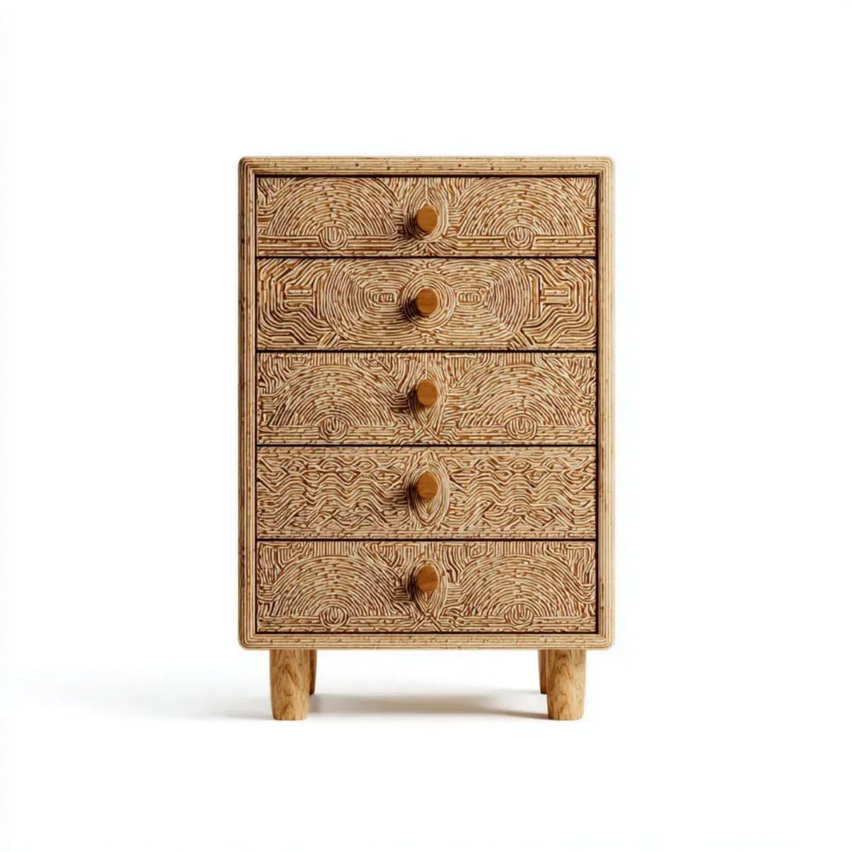 Komoda drewniana z 5 szufladami z litego drewna mango, 50 x 35 x 100 cm, naturalny brąz